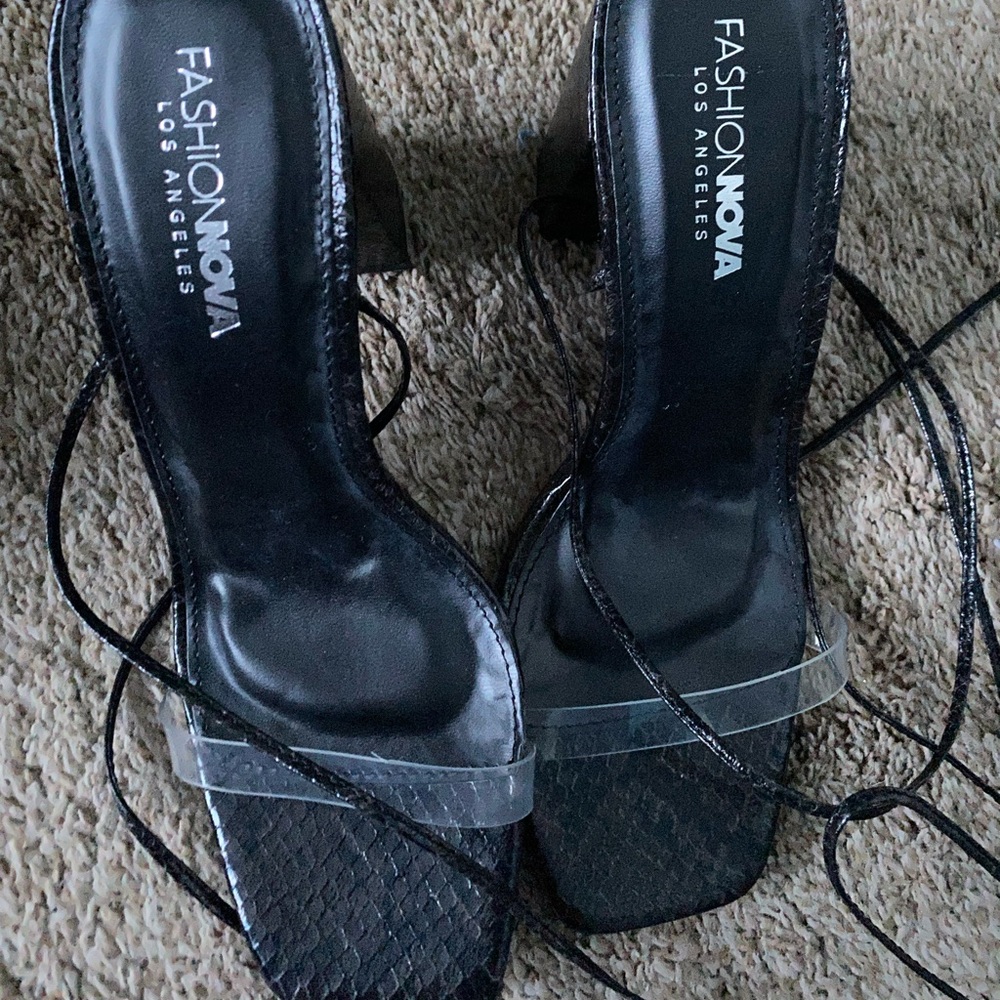 Fashion Nova snake open toe pumps FLASH SALE